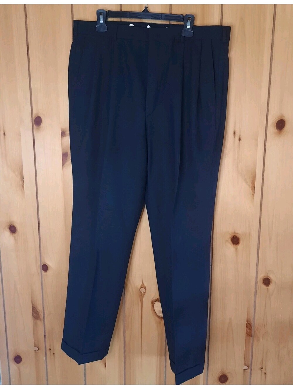 Lands End Men's Black Wool Dress Pants Pleated USA 38 Long